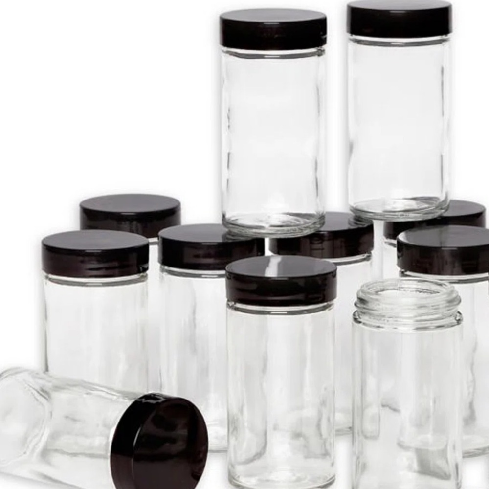 NWT Kamenstein Spice Sprinkles Crafts Jars With Black Cap, Set Of 10 3-Ounce